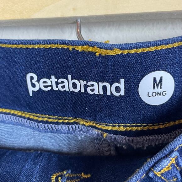 Betabrand Long M Pull-On Denim Pants Blue Stretch Straight Raw‎ Hem - Picture 5 of 8
